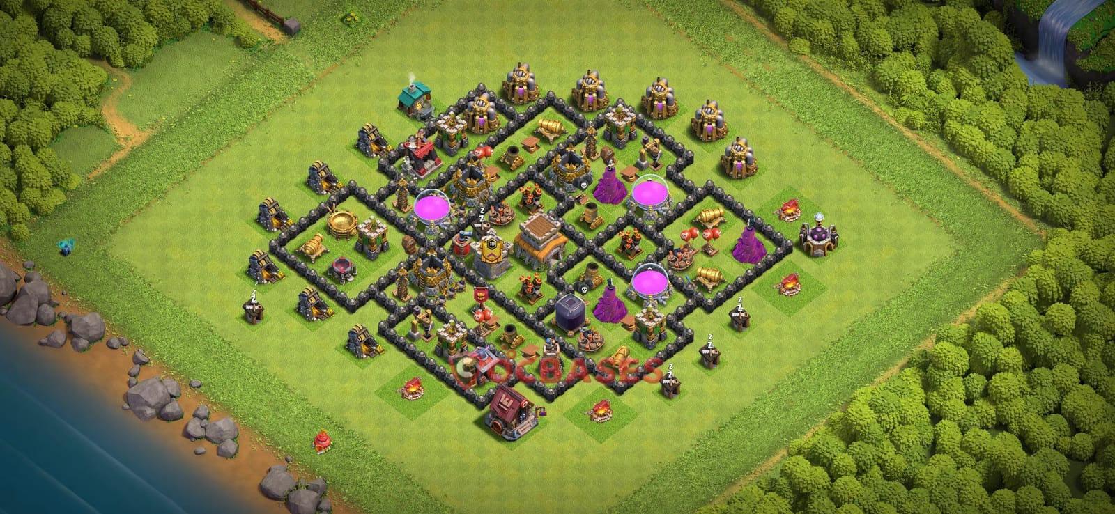 TH8 War Layout 17 - base layout with copy link for Clash of Clans 2026