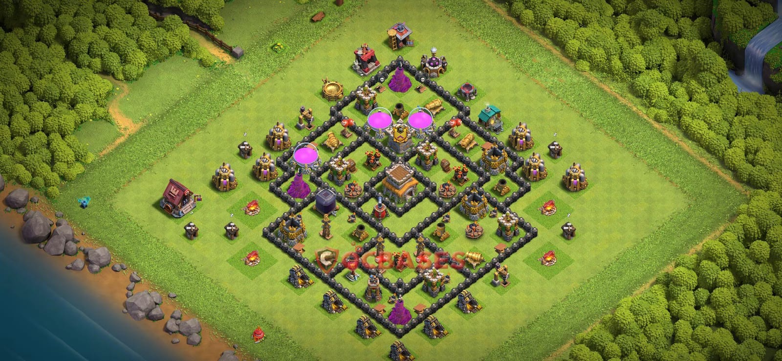 TH8 War Layout 36 - base layout with copy link for Clash of Clans 2026