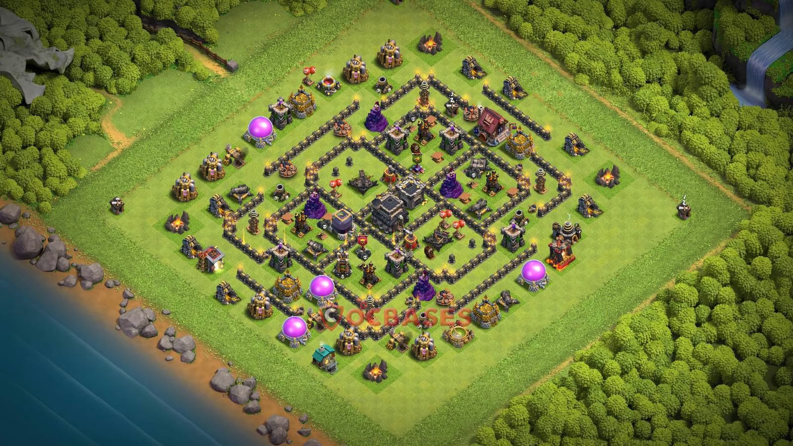 TH9 Trophy Layout 20 - trophy, anti ground base layout with copy link for Clash of Clans 2026